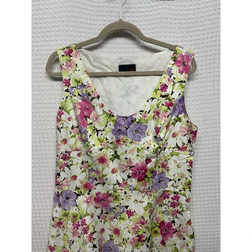 Vtg Scarlett Floral Crew Neck‎ Sleeveless Dress Size 7/8 Multicolor Cottagecore